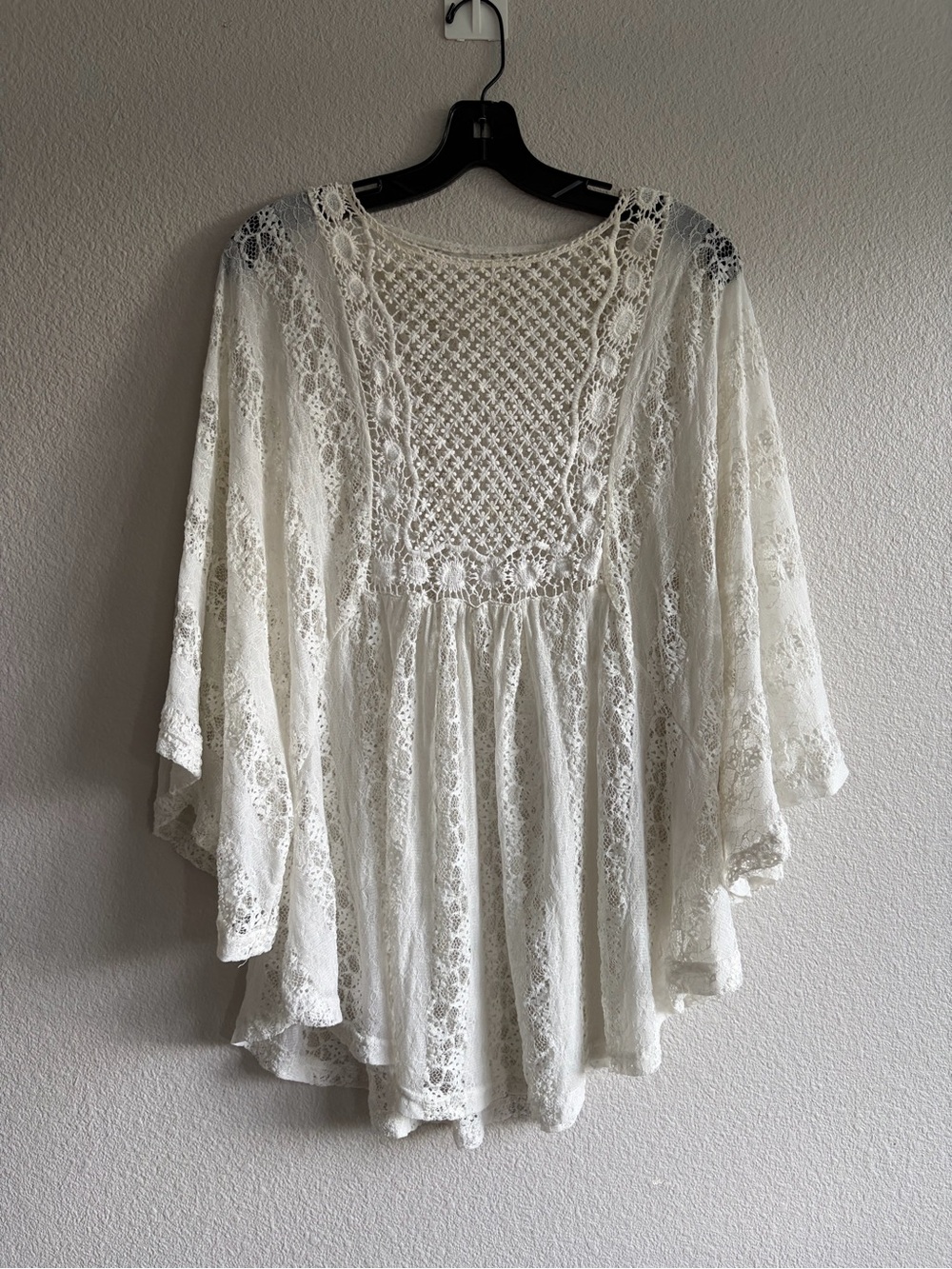Bohemian Ivory Lace Crochet Tunic Top
